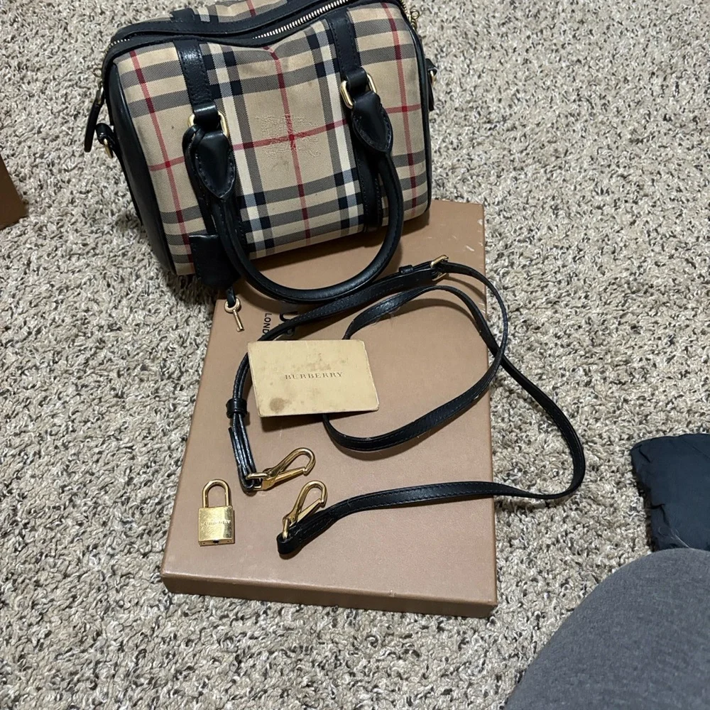 Burberry Beige and Black Plaid Handbag - Picture 11 of 15